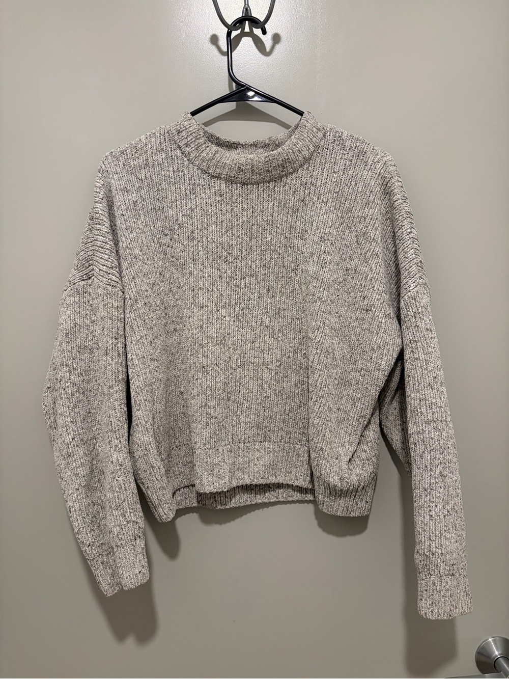 Abercrombie Light Gray Marled Thick Knit Sweater
